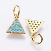 Brass Micro Pave Cubic Zirconia Charms X-RB-I077-24G-RS-2