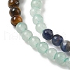 Chakra Natural Red Jasper & Yellow Jade & Green Aventurine & Tiger Eye & Sodalite & Amethyst Beads Strands G-NH0002-E02-4mm-3