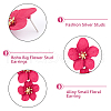 FIBLOOM 9 Pairs 9 Colors Alloy Flower Dangle Stud Earrings for Woman EJEW-FI0001-72-4