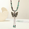 Ethnic Style Butterfly Alloy & Porcelain Beads Pendant Long Necklaces for Women FS-WG12891-01-1