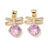 Brass Micro Pave Cubic Zirconia Pendants KK-Q068-29G-1