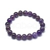 Natural Amethyst Bead Stretch Bracelets X-BJEW-K212-B-034-2