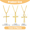 FIBLOOM 9Pcs 9 Style Stainless Steel & Alloy Cross Pendant Necklaces Set NJEW-FI0001-21-2