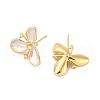 Flower Brass & Sterling Silver Pin Stud Earrings KK-M326-02G-2