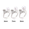 Flower Brass Micro Pave Clear Cubic Zirconia Cuff Ring Settings KK-T076-33P-4