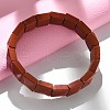 Sqaure Natural Red Jasper Beads Stretch Bracelets for Women Men BJEW-C097-06S-1