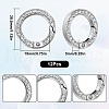 SUNNYCLUE 12Pcs Alloy Crystal Rhinestone Spring Gate Rings FIND-SC0012-68P-2