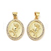 Rack Plating Brass Micro Pave Clear Cubic Zirconia Pendants KK-Z064-15G-1