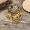 Zinc Alloy Pave Synthetic Turquoise Triangle Trible Floral Chunky Bib Necklaces for Women FS-WG45F90-01-4