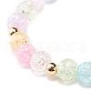 Candy Color Round Beaded Stretch Bracelet with Heart Cherry Charm for Women BJEW-JB07636-01-6