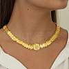 Brass Flat Round Link Chain Necklace CU2366-3