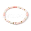 Polymer Clay Heishi Beads Stretch Bracelets Sets for Valentine's Day BJEW-JB06298-03-8