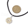 3Pcs 3 Colors Flower Glass Seed Beads & Acrylic Pendant Necklaces NJEW-MZ00044-5