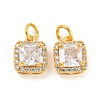 Brass Micro Pave Clear Cubic Zirconia Pendants KK-G490-23G-1