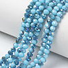 Electroplate Opaque Solid Color Glass Beads Strands EGLA-A034-P8mm-I13-1
