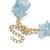 Natural Aquamarine Chips & Pearl Beaded Bracelet BJEW-TA00349-03-3