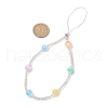 3Pcs 3 Colors Dyed Natural Selenite & Rainbow Fluorite & Rose Quartz & Glass Seed Round Beaded Phone Hand Strap Chains HJEW-JM03363-5