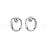 304 Stainless Steel Hollow Oval Stud Earrings for Woman EJEW-N097-004P-1