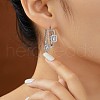 Brass Clear Cubic Zirconia Teardrop with Rectangle Hoop Earrings KY6723-2-1