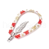 Bohemia Style Glass Seed Beaded Teardrop with Feather Pendants PALLOY-MZ00589-03-4