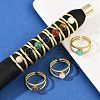 316 Stainless Steel with Natural Mixed Gemstone Cuff Rings RJEW-Z098-01G-11-1