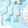 Natural Cowrie Shell Glass Dangle Earrings EJEW-JE06385-02-1