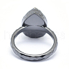 Electroplate Natural Druzy Quartz Crystal Finger Rings RJEW-I055-B-RS-4