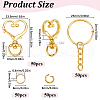 SOFPLATE 150Pcs 3 Styles Heart Shape Zinc Alloy Swivel Lobster Clasp with Iron Split Key Rings with 304 Stainless Steel Jump Rings FIND-SP0002-59G-2