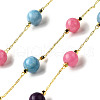 Handmade Natural Dyed White Jade Round Beaded Chains CHC-F020-01G-02-1