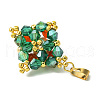 Glass Seed Beaded Rhombus Pendants PALLOY-MZ00433-4