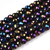 Electroplate Glass Beads Strands GLAA-H021-01A-FP15-1