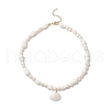 Natural Clam Shell Pendant Necklaces NJEW-JN05241-5