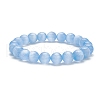 Dyed Natural Selenite Round Beaded Stretch Bracelet BJEW-JB09414-3