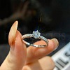 Rhodium Plated 925 Sterling Silver Pave 5.1x3.1mm Moissanite Finger Rings for Women WG36A3D-16-2