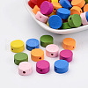 Mixed Color Flat Round Natural Wood Beads X-TB236Y-1