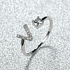 Brass Micro Pave Cubic Zirconia Cuff Rings for Women FS-WGA4C54-48-1