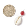 Natural Cowrie Shell & Natural Dyed Malaysia Jade Round Pendants PALLOY-JF03832-02-2