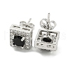 Brass Micro Pave Cubic Zirconia  Ear Studs EJEW-P261-15P-2