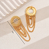 Flat Round with Chain Charm Alloy Dangle Stud Earrings MO1594-3
