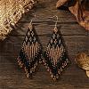 Bohemian Style Geometric Glass Seed Bead Handmade Tassel Dangle Earrings for Women RE9074-2-1