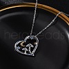 Brass Blue Cubic Zirconia Mushroom Heart Pendant Necklaces for Women NJEW-C067-01P-2