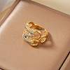 Elegant Hollow Brass Micro Pave Cubic Zirconia Cuff Rings TF9491-3-1