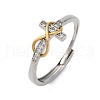 Brass Micro Pave Clear Cubic Zirconia Adjustable Finger Rings for Women RJEW-S624-03PG-4