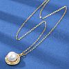Half Round Brass Micro Pave Cubic Zirconia Pendant Neckalces for Women NJEW-C076-07G-2