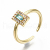Brass Micro Pave Cubic Zirconia Cuff Rings RJEW-S045-039G-NR-1