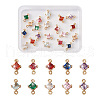Cheriswelry 20Pcs 10 Styles Brass Cubic Zirconia & Glass Connector Charms KK-CW0001-06-1