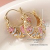 Flower Pattern Brass Enamel Hoop Earrings FS-WGDF85D-01-2