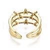 Brass Micro Pave Clear Cubic Zirconia Cuff Rings X-RJEW-S044-084-NF-4