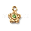 Flower 304 Stainless Steel Rhinestone Charms STAS-L283-29G-2