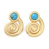 Spiral 304 Stainless Steel Synthetic Turquoise Stud Earrings for Women EJEW-U046-13G-4
